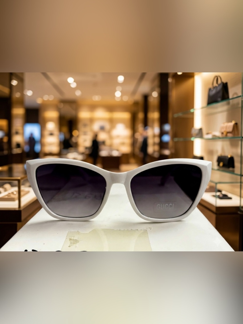 White Frame Sunglasses with Dark Gradient Lenses